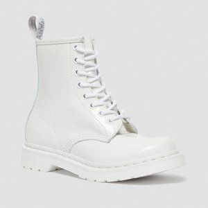DR MARTENS 1460 MONOCHROME WHITE PATENT LEATHER 8 EYE BOOTS US WOMEN SIZE 10